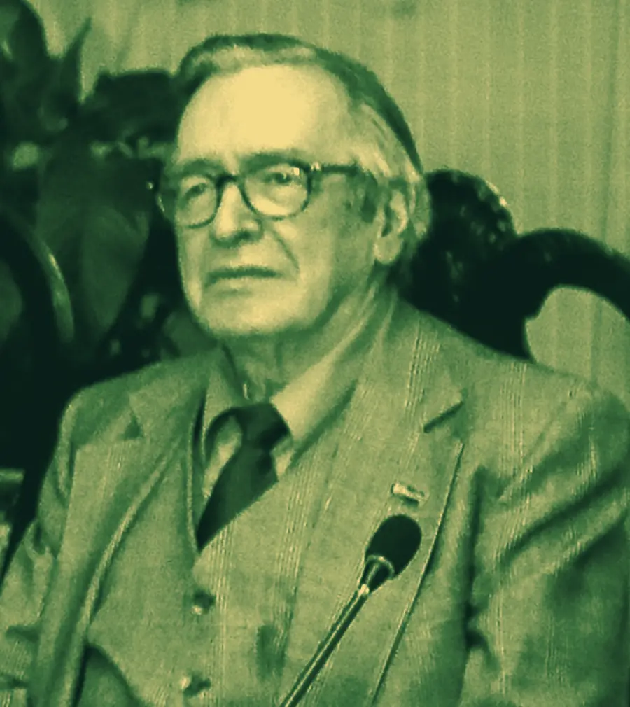 Retrato de Olavo de Carvalho em tons de verde
